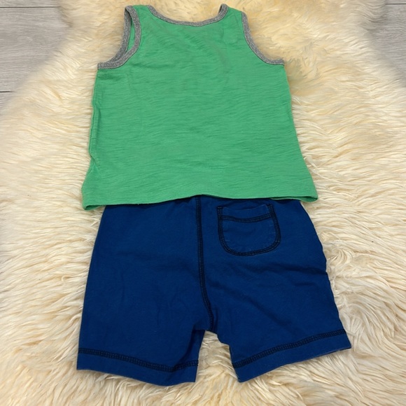 Old Navy Green Tank Top and Blue Elastic Shorts in size 12-24M - Picture 7 of 7
